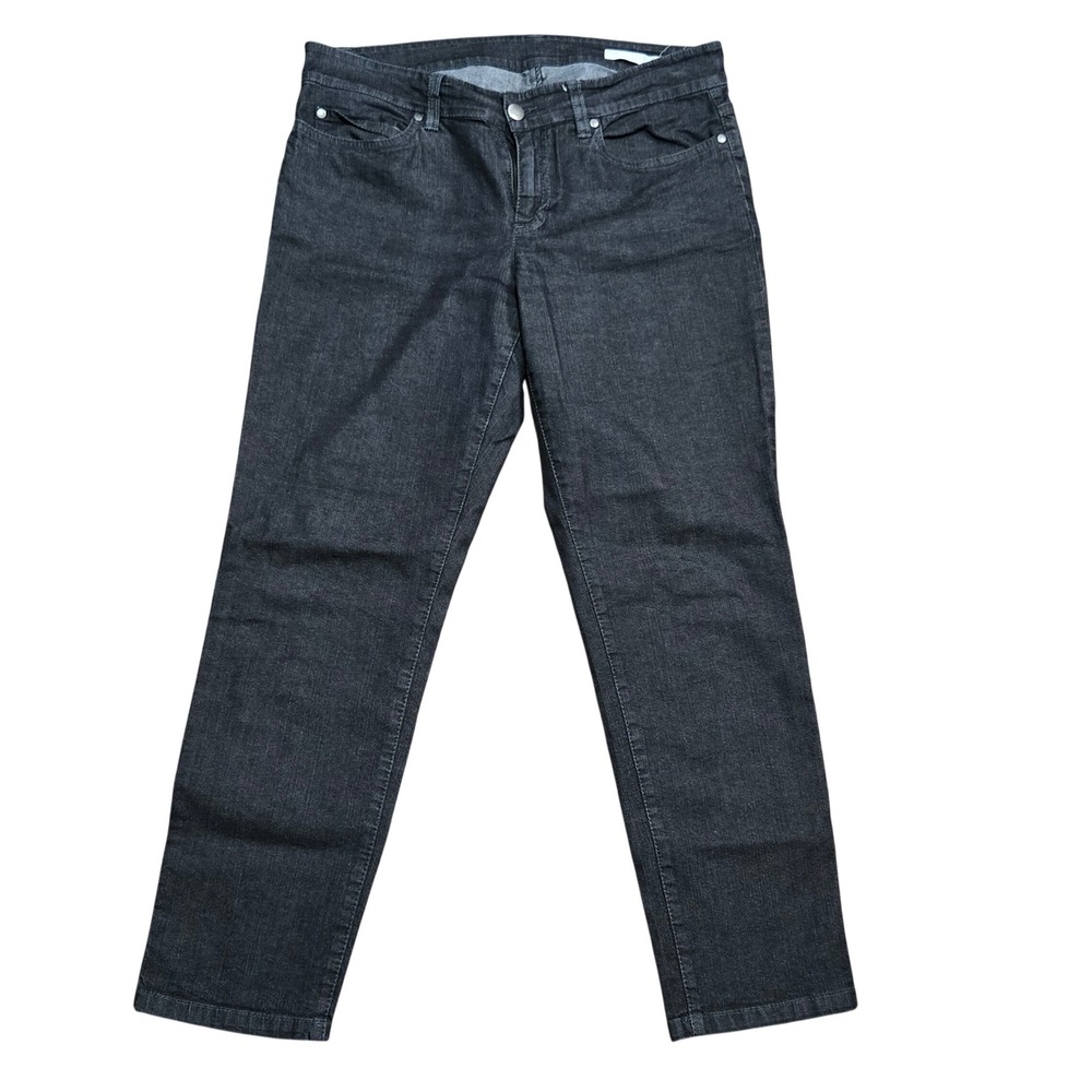 Eileen Fisher Petite Straight Leg Jeans Dark Charcoal Grey Wash Denim Size 10P